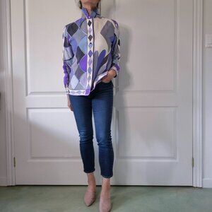 Rare 60s/70s Emilio Pucci Silk Button-Up Shirt | No Tags | Signed | Size 14